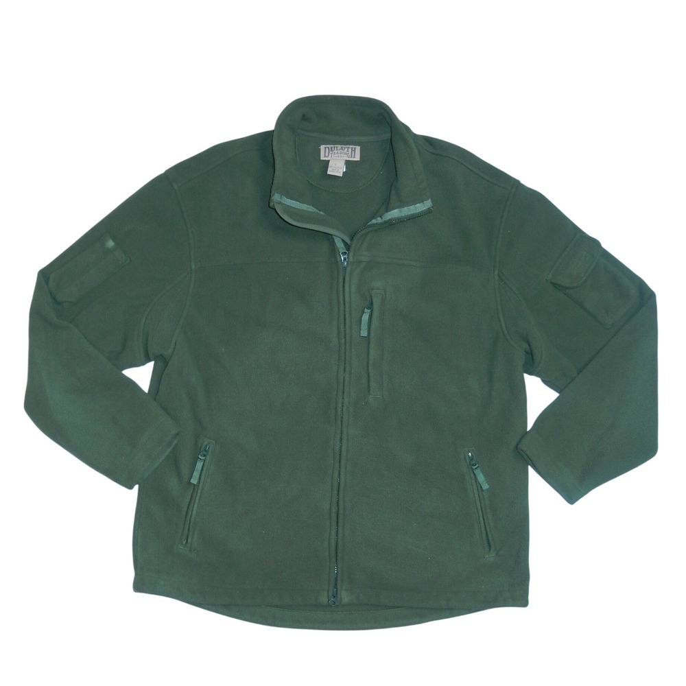 Duluth Trading Co Mens Green Fleece‎ Full Zip Jacket Cargo Pockets Size Large